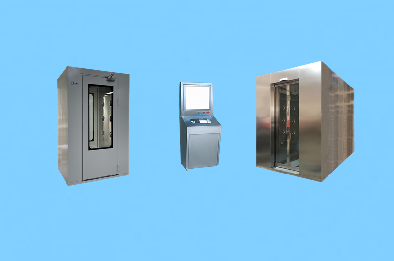 سیستم ورود اتاق تمیز دارای تونل دوش هوا از جنس استنلس استیل SUS304 (جت های 25 متر بر ثانیه) و دستشویی / خشک کن القایی خودکار.